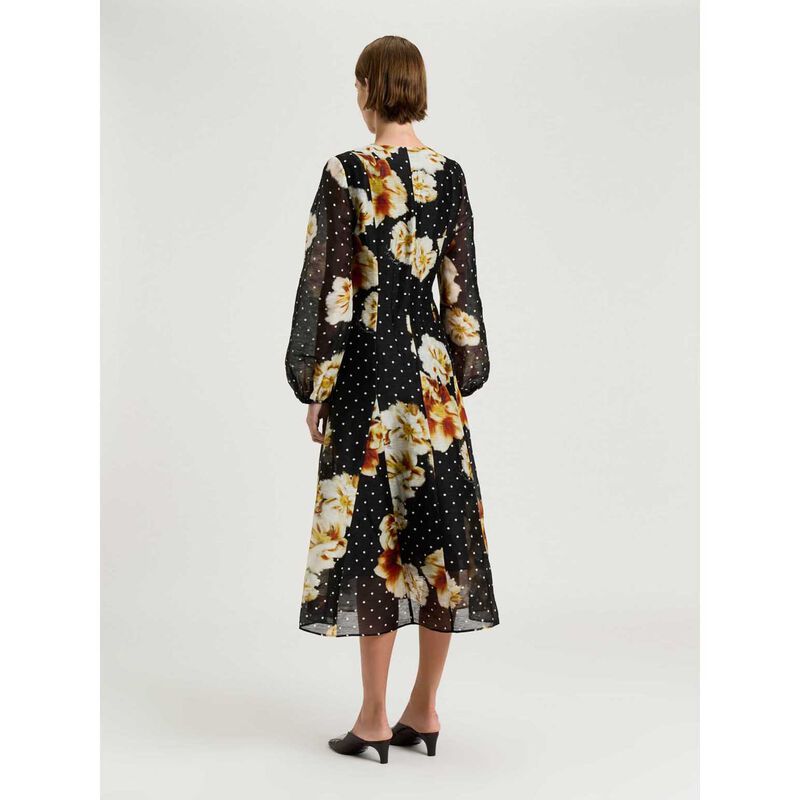 Veronika Maine Linen Silk Spot Floral Midi Dress image number 1